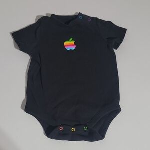 Apple Black Baby Onesie with Rainbow Apple Logo